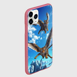Чехол iPhone 11 Pro матовый Летающие тигрята, цвет: 3D-малиновый — фото 2