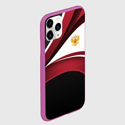 Чехол iPhone 11 Pro матовый Униформа Россия - бордовая, цвет: 3D-фиолетовый — фото 2