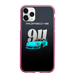 Чехол iPhone 11 Pro матовый Porsche 911 спортивный автомобиль, цвет: 3D-малиновый