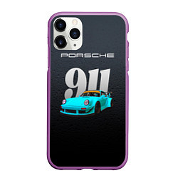 Чехол iPhone 11 Pro матовый Porsche 911 спортивный автомобиль, цвет: 3D-фиолетовый