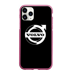 Чехол iPhone 11 Pro матовый Volvo white logo, цвет: 3D-малиновый