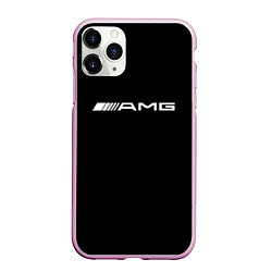 Чехол iPhone 11 Pro матовый Amg logo white, цвет: 3D-розовый