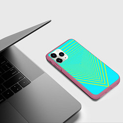 Чехол iPhone 11 Pro матовый Треугольники уходящие в даль, цвет: 3D-малиновый — фото 2