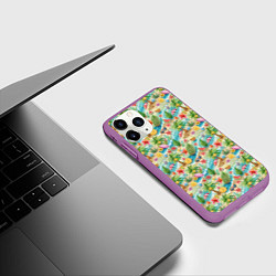 Чехол iPhone 11 Pro матовый Летнее настроение паттерн, цвет: 3D-фиолетовый — фото 2