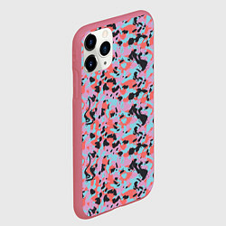 Чехол iPhone 11 Pro матовый Неоновый пиксельный камуфляжный паттерн, цвет: 3D-малиновый — фото 2