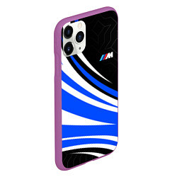 Чехол iPhone 11 Pro матовый BMW M - синие волны, цвет: 3D-фиолетовый — фото 2