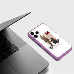 Чехол iPhone 11 Pro матовый Мастер и Маргарита кот Бегемот, цвет: 3D-фиолетовый — фото 2