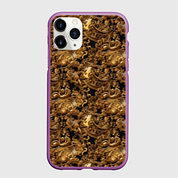 Чехол iPhone 11 Pro матовый Изящные завитки паттерн, цвет: 3D-фиолетовый