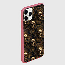 Чехол iPhone 11 Pro матовый Черепа и узоры лакшери, цвет: 3D-малиновый — фото 2