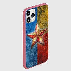 Чехол iPhone 11 Pro матовый Звезда на синем желтом красном фоне, цвет: 3D-малиновый — фото 2