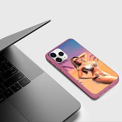 Чехол iPhone 11 Pro матовый Люсия в купальнике Gta 6, цвет: 3D-малиновый — фото 2