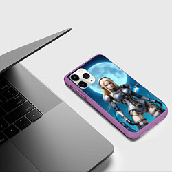 Чехол iPhone 11 Pro матовый Кибер Барби из будущего под луной - нейросеть, цвет: 3D-фиолетовый — фото 2