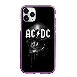 Чехол iPhone 11 Pro матовый AC DC - большой череп с подтеками, цвет: 3D-фиолетовый