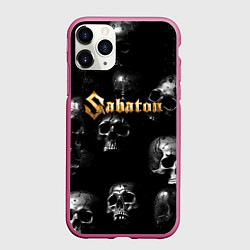Чехол iPhone 11 Pro матовый Sabaton - logo rock group, цвет: 3D-малиновый