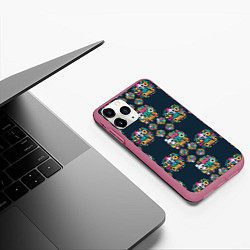 Чехол iPhone 11 Pro матовый Абстрактная генерация ии с черепом, цвет: 3D-малиновый — фото 2