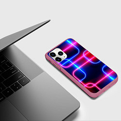 Чехол iPhone 11 Pro матовый Светящиеся неоновые дуги, цвет: 3D-малиновый — фото 2