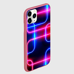 Чехол iPhone 11 Pro матовый Светящиеся неоновые дуги, цвет: 3D-малиновый — фото 2