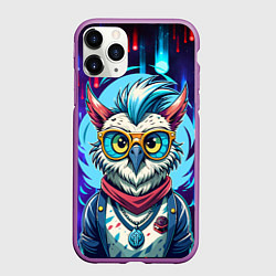 Чехол iPhone 11 Pro матовый Сова модница на стиле, цвет: 3D-фиолетовый