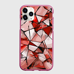 Чехол iPhone 11 Pro матовый Чёрно-красная абстракция и чёрные полосы, цвет: 3D-малиновый