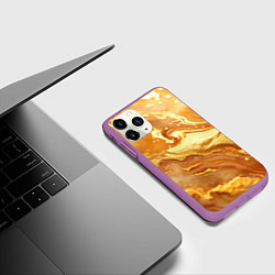 Чехол iPhone 11 Pro матовый Жидкое золото текстура, цвет: 3D-фиолетовый — фото 2