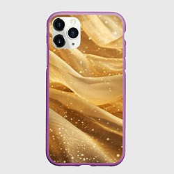 Чехол iPhone 11 Pro матовый Золотистая текстура с блестками, цвет: 3D-фиолетовый