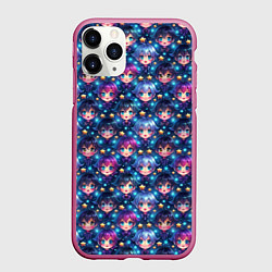 Чехол iPhone 11 Pro матовый Парень и девушка аниме паттерн