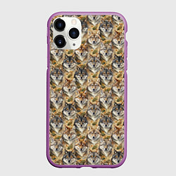 Чехол iPhone 11 Pro матовый Мотив с мордами волков, цвет: 3D-фиолетовый