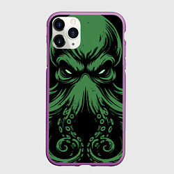Чехол iPhone 11 Pro матовый Ктулху иллюстрация, цвет: 3D-фиолетовый