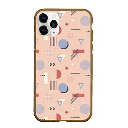 Чехол iPhone 11 Pro матовый Мемфис геометрия в пастельных тонах, цвет: 3D-коричневый