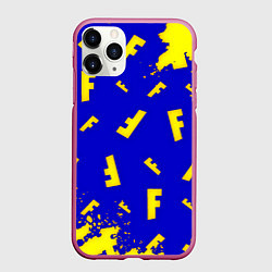Чехол iPhone 11 Pro матовый Fortnite краски неон, цвет: 3D-малиновый