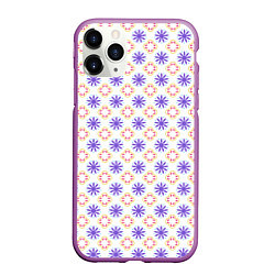Чехол iPhone 11 Pro матовый Красивый узор цветочки, цвет: 3D-фиолетовый