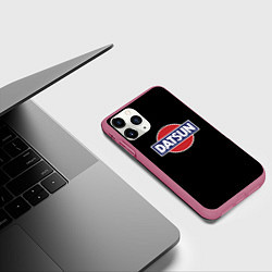 Чехол iPhone 11 Pro матовый Datsun logo, цвет: 3D-малиновый — фото 2
