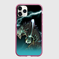 Чехол iPhone 11 Pro матовый Кайдзю, цвет: 3D-малиновый