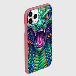 Чехол iPhone 11 Pro матовый Крупная змея фэнтези, цвет: 3D-малиновый — фото 2