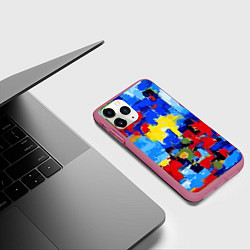 Чехол iPhone 11 Pro матовый Смелые мазки яркой краски - нейросеть, цвет: 3D-малиновый — фото 2