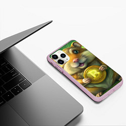 Чехол iPhone 11 Pro матовый Хомяк и крипта, цвет: 3D-розовый — фото 2