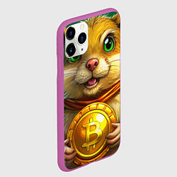 Чехол iPhone 11 Pro матовый Хомяк держит биток, цвет: 3D-фиолетовый — фото 2