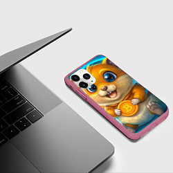 Чехол iPhone 11 Pro матовый Хомячок с криптой, цвет: 3D-малиновый — фото 2