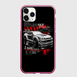 Чехол iPhone 11 Pro матовый Skyline gtr34, цвет: 3D-малиновый