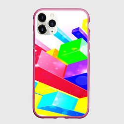 Чехол iPhone 11 Pro матовый Цветные столбы, цвет: 3D-малиновый