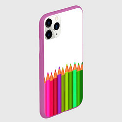 Чехол iPhone 11 Pro матовый Разноцветные карандаши художественные, цвет: 3D-фиолетовый — фото 2