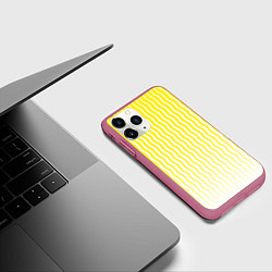 Чехол iPhone 11 Pro матовый Вертикальные волнистые линии, цвет: 3D-малиновый — фото 2