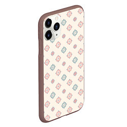 Чехол iPhone 11 Pro матовый Винтажный орнамент на светлом фоне, цвет: 3D-коричневый — фото 2