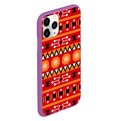 Чехол iPhone 11 Pro матовый Этническая геометрия в ярких цветах, цвет: 3D-фиолетовый — фото 2