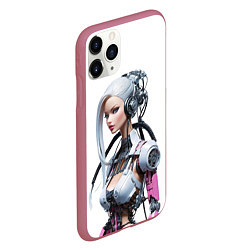 Чехол iPhone 11 Pro матовый Cyber warrior Barbie - ai art fantasy, цвет: 3D-малиновый — фото 2