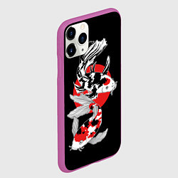 Чехол iPhone 11 Pro матовый Карпы кои - японский стиль, цвет: 3D-фиолетовый — фото 2