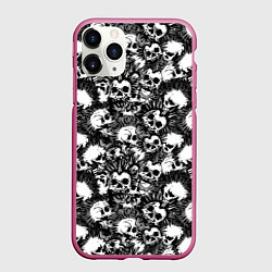 Чехол iPhone 11 Pro матовый Панк черепа, цвет: 3D-малиновый