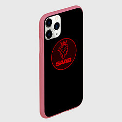Чехол iPhone 11 Pro матовый Saab red logo, цвет: 3D-малиновый — фото 2
