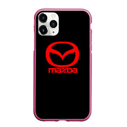 Чехол iPhone 11 Pro матовый Mazda red logo, цвет: 3D-малиновый