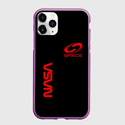 Чехол iPhone 11 Pro матовый Nasa space red logo, цвет: 3D-фиолетовый